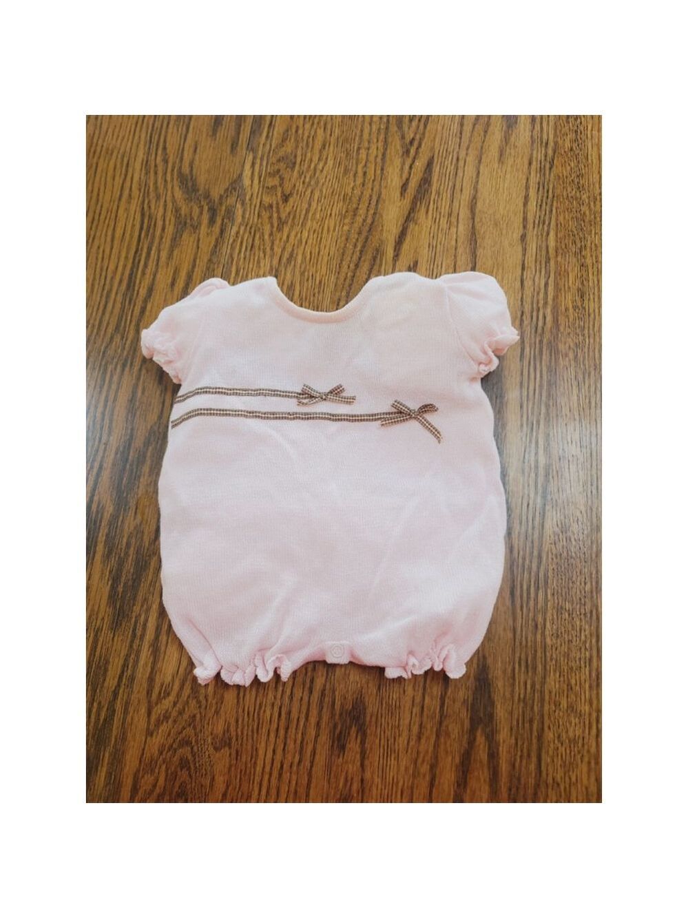 Catimini Pink Knit Romper 3-6M | Cute Bow Details - Picture 6 of 9